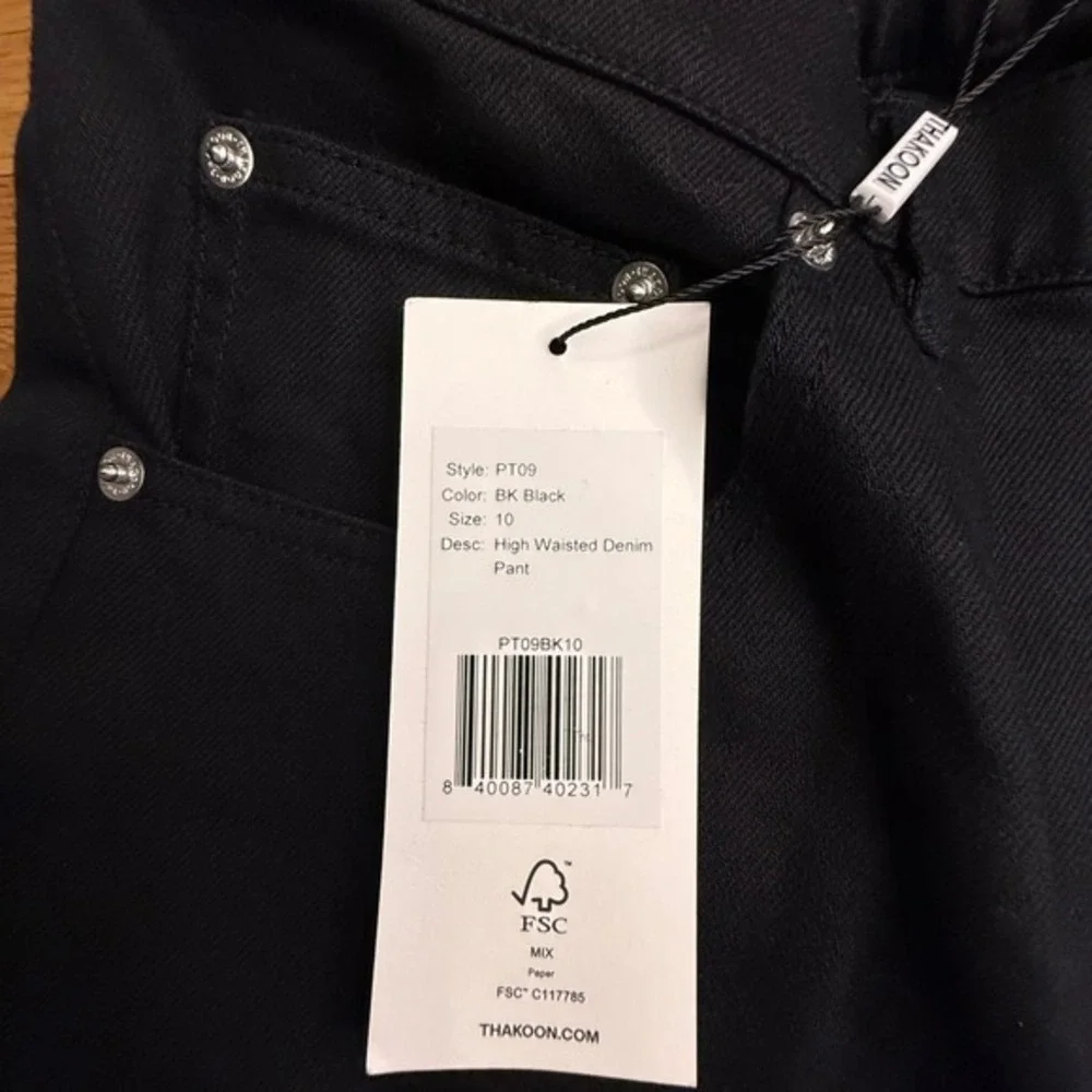 Thakoon High Waisted Wide Leg Black Denim Pants‎ Size 10 W31